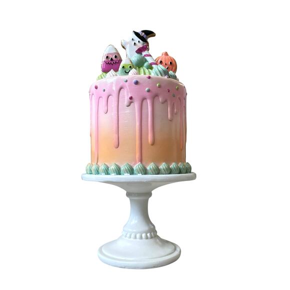 Sweet Treats Halloween Candy Corn Ghost Cake Decor 14in Resin Pastel Decor NEW - Picture 15 of 16